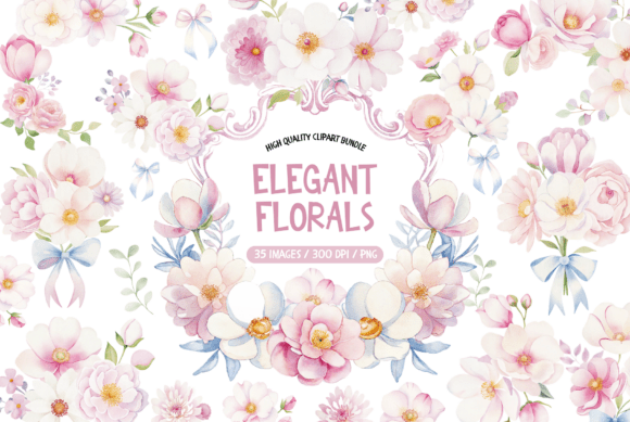 Download Watercolor Elegant Pink Flowers Clipart - Art Collection
