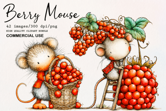 Download Cute Berry Mouse Watercolor PNG Clipart - Art Collection