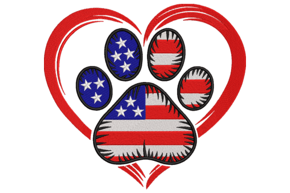 Download Patriotic Dog Paw Heart - Art Collection