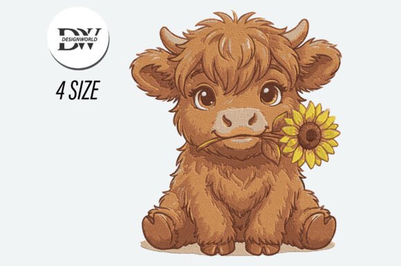 Download Cow with Sunflower Embroidery Design - Design Collection