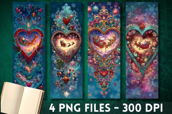 Download Santa Reindeer Heart Frame Bookmark PNG - Art Collection