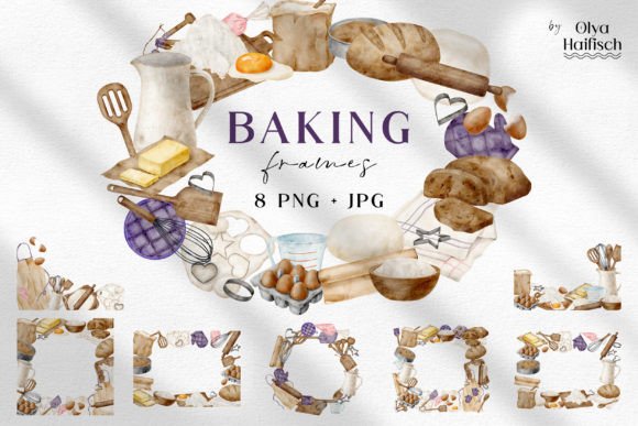 Download Watercolor Baking Frames. Pastry Clipart - Art Collection