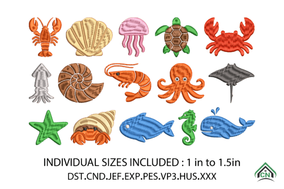 Download Mini Sea Animal Embroidery Design Bundle - Design Collection