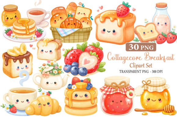 Download Cottagecore Breakfast Clipart Set - Art Collection