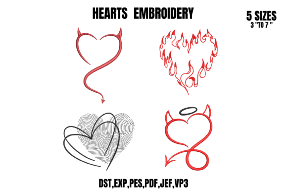 Download Heart Embroidery 4-Design Bundle Art - Art Collection