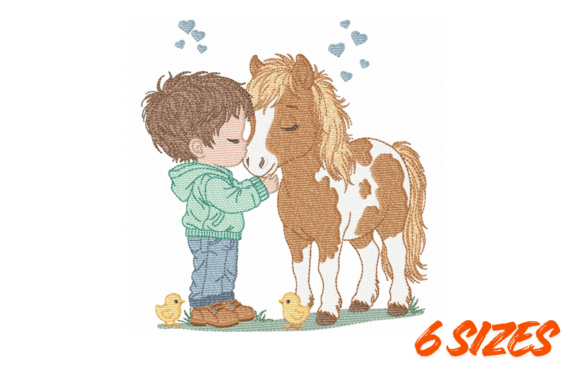 Download Boy and Pony Embroidery Design Pattern - Design Collection