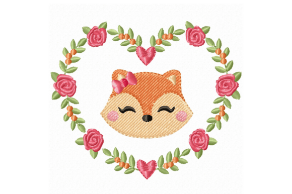 Download Fox Floral Heart Embroidery Design File - Art Collection