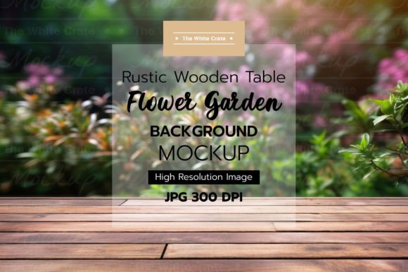 Download Wood Table with Garden Background Mockup - Table Collection