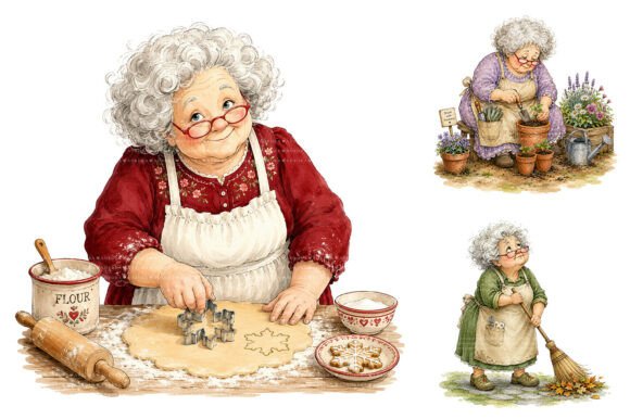 Download Watercolor Grandma Clipart Bundle - Art Collection