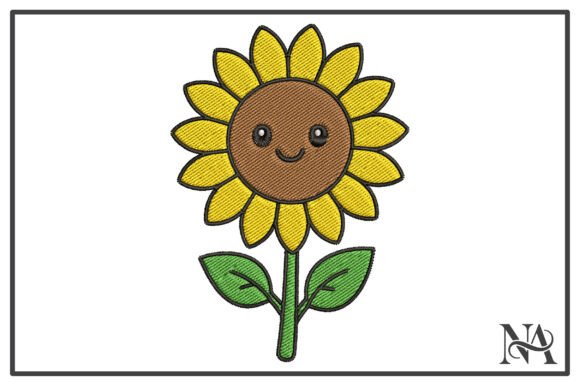 Download Cute Smiling Sunflower Embroidery Design - Design Collection