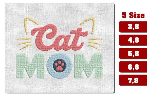 Download Retro Cat Mom Embroidery Design File - Design Collection