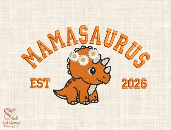 Download Cute Dino Mom Embroidery Design - Design Collection