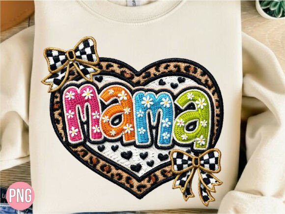 Download Leopard Mama Heart Bow Embroidery PNG - Art Collection