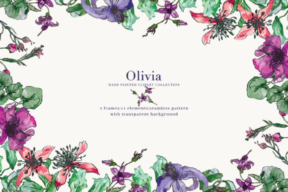 Download Purple Flowers Watercolor Clipart Set - Art Collection