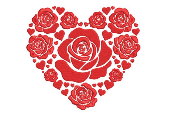 Download Rose &amp; Hearts Floral Heart Embroidery - Art Collection
