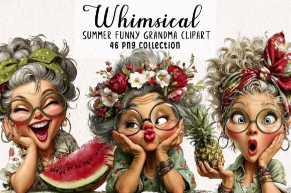 Download Whimsical Summer Funny Grandma Clipart - Art Collection