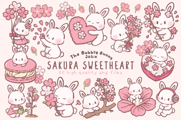 Download Spring Cherry Blossom Bunny Clipart - Art Collection
