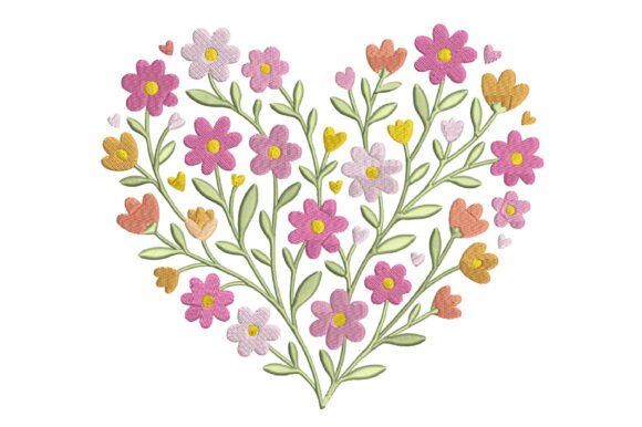 Download Floral Heart Embroidery Design - Art Collection