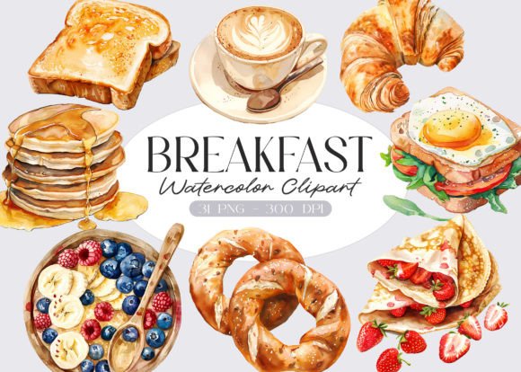 Download Watercolor Breakfast Foods Clipart - Art Collection