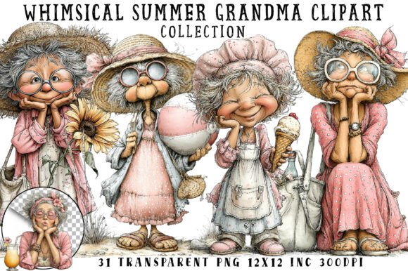 Download Whimsical Summer Grandma Clipart - Art Collection