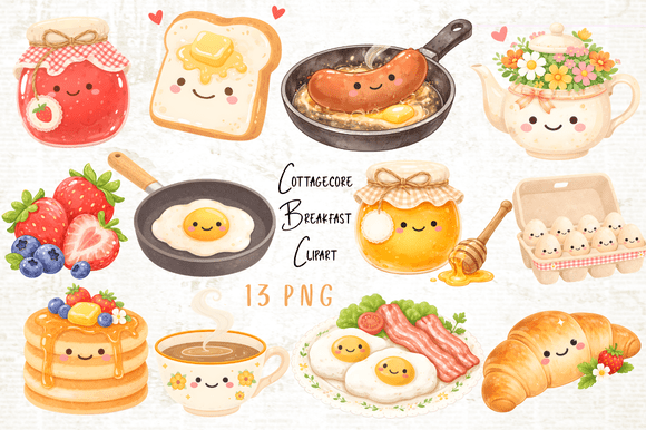 Download Cottagecore Breakfast Clipart Set PNG - Art Collection