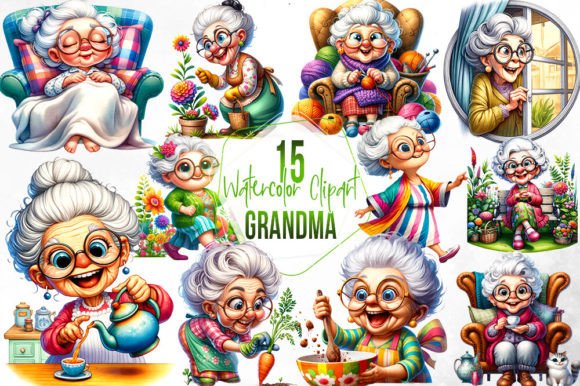 Download Grandma Watercolor Sublimation Clipart - Art Collection