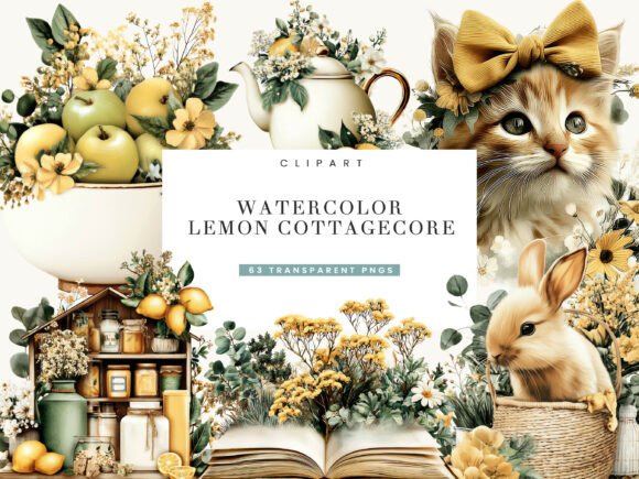 Download Watercolor Lemon Cottage Core Clipart - Art Collection