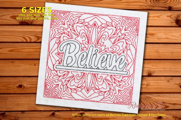 Download Believe Word Redwork Design - Design Collection