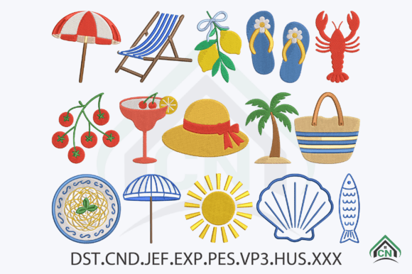 Download Italian Summer Mini Embroidery Designs - Design Collection