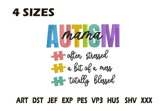 Download Autism Mama Embroidery Design Blessed - Design Collection