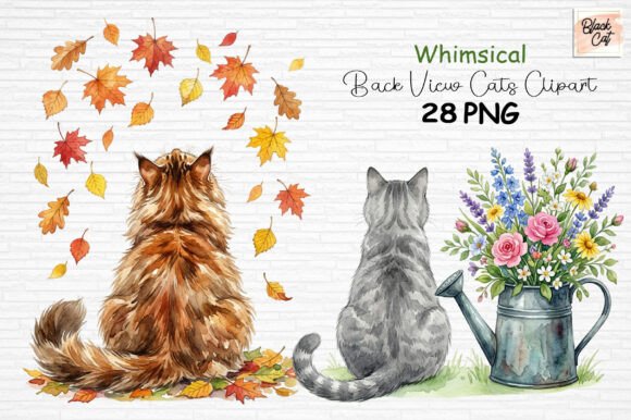 Download Whimsical Back View Cats Clipart PNG - Art Collection