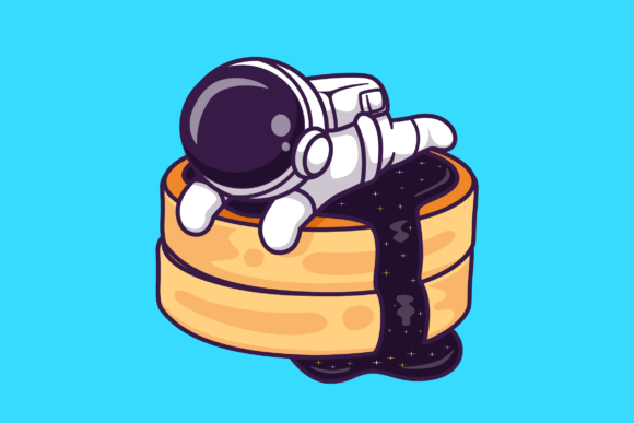 Download Cute Astronaut Laying on Pancake Cartoon - Art Collection