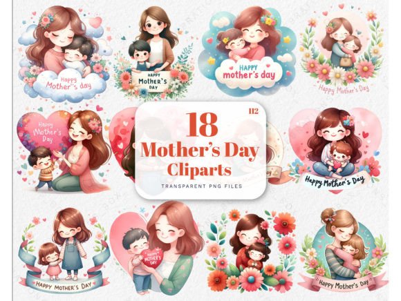 Download Cute Happy Mother's Day PNG Clipart Set - Art Collection
