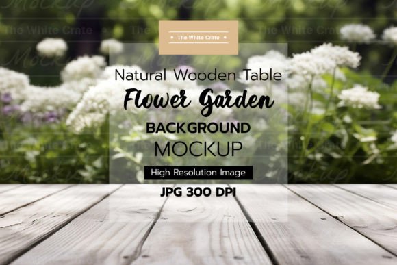 Download Wood Table with Garden Background Mockup - Table Collection