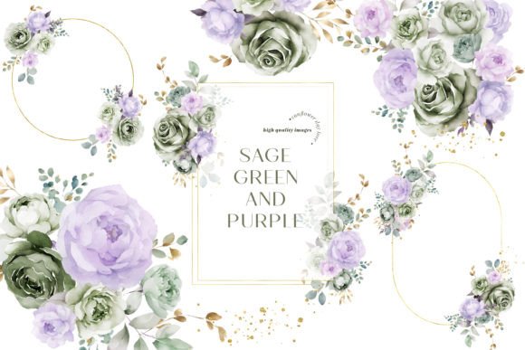 Download Sage Green &amp; Purple Flowers Clipart - Art Collection
