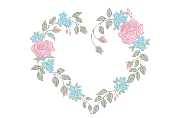 Download Floral Heart Embroidery Design with Rose - Art Collection