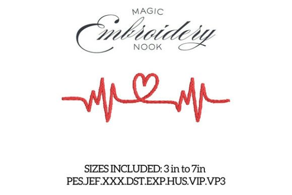 Download Heartbeat Heart Digital Embroidery - Art Collection