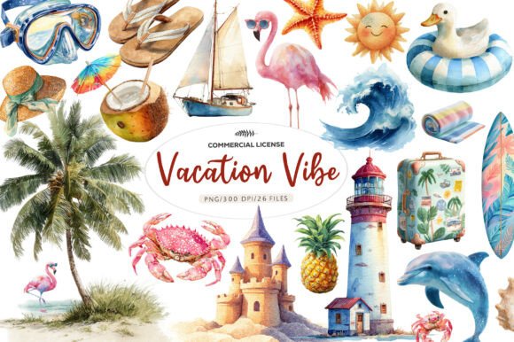 Download Watercolor Vacation Vibe Clipart - Art Collection