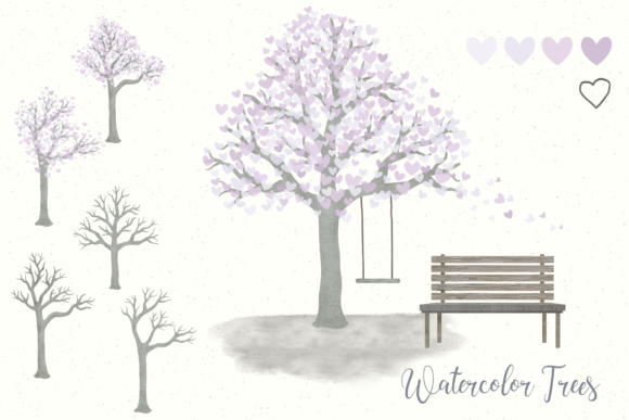 Download Watercolor Lavender Heart Tree | PNG - Art Collection