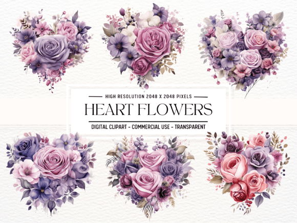 Download Lavender and Mauve Heart Flowers Clipart - Art Collection