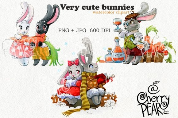 Download Seasonal Cliparts of Cute Bunnies, PNG - Art Collection