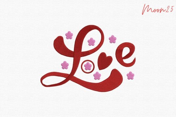Download Love Script Heart Embroidery Design - Art Collection