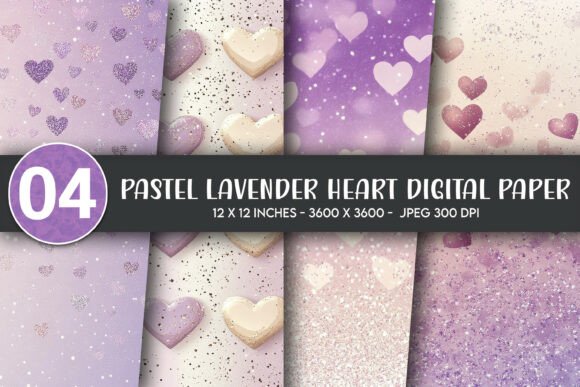 Download Pastel Lavender Heart Digital Paper - Art Collection