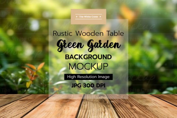 Download Wood Table with Garden Background Mockup - Table Collection
