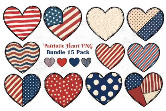 Download Patriotic Heart PNG Bundle 15 Pack - Art Collection